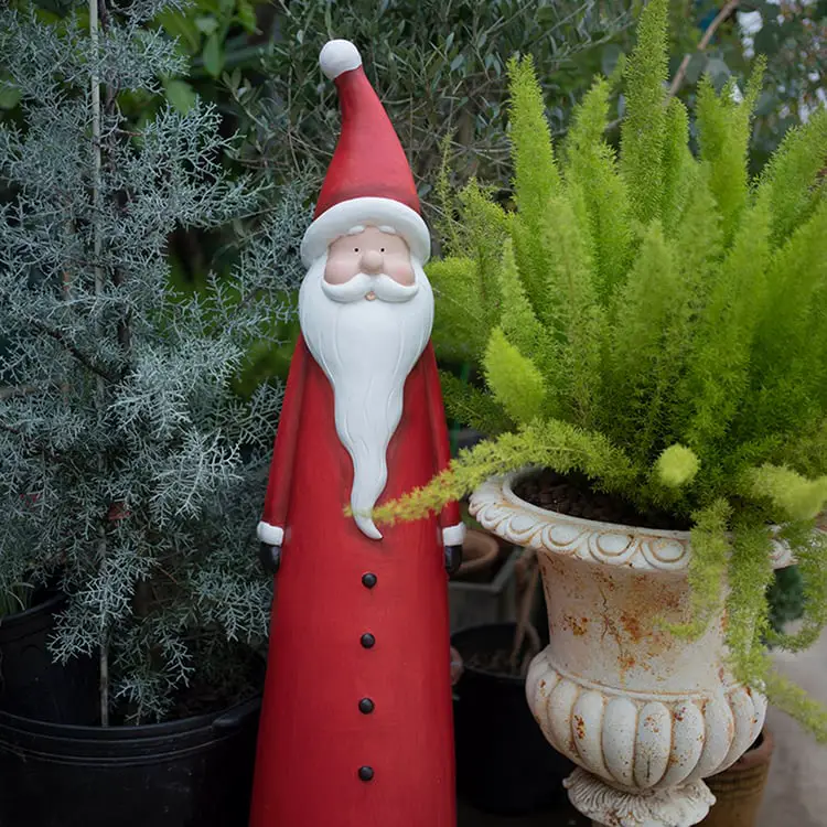 Tall Conical Santa Statue in the Garden — Christmas Yard Decor