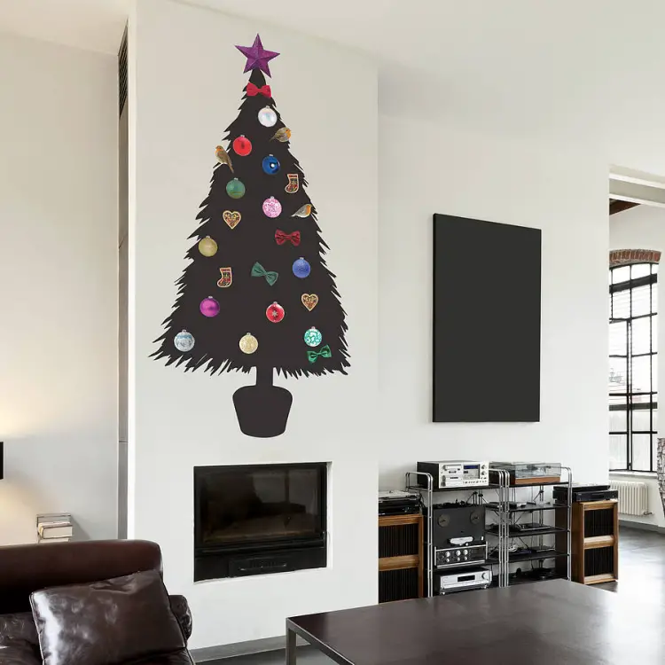 Large Black Christmas Tree Wall Decal — Christmas Wall Decor