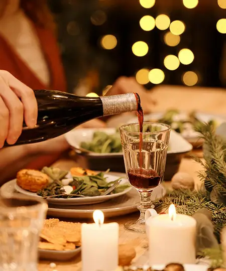 Elegant Dinner Setting with Festive Greenery Elegant Dinner Setting with Festive Greenery — New Years Eve Date Night at Home