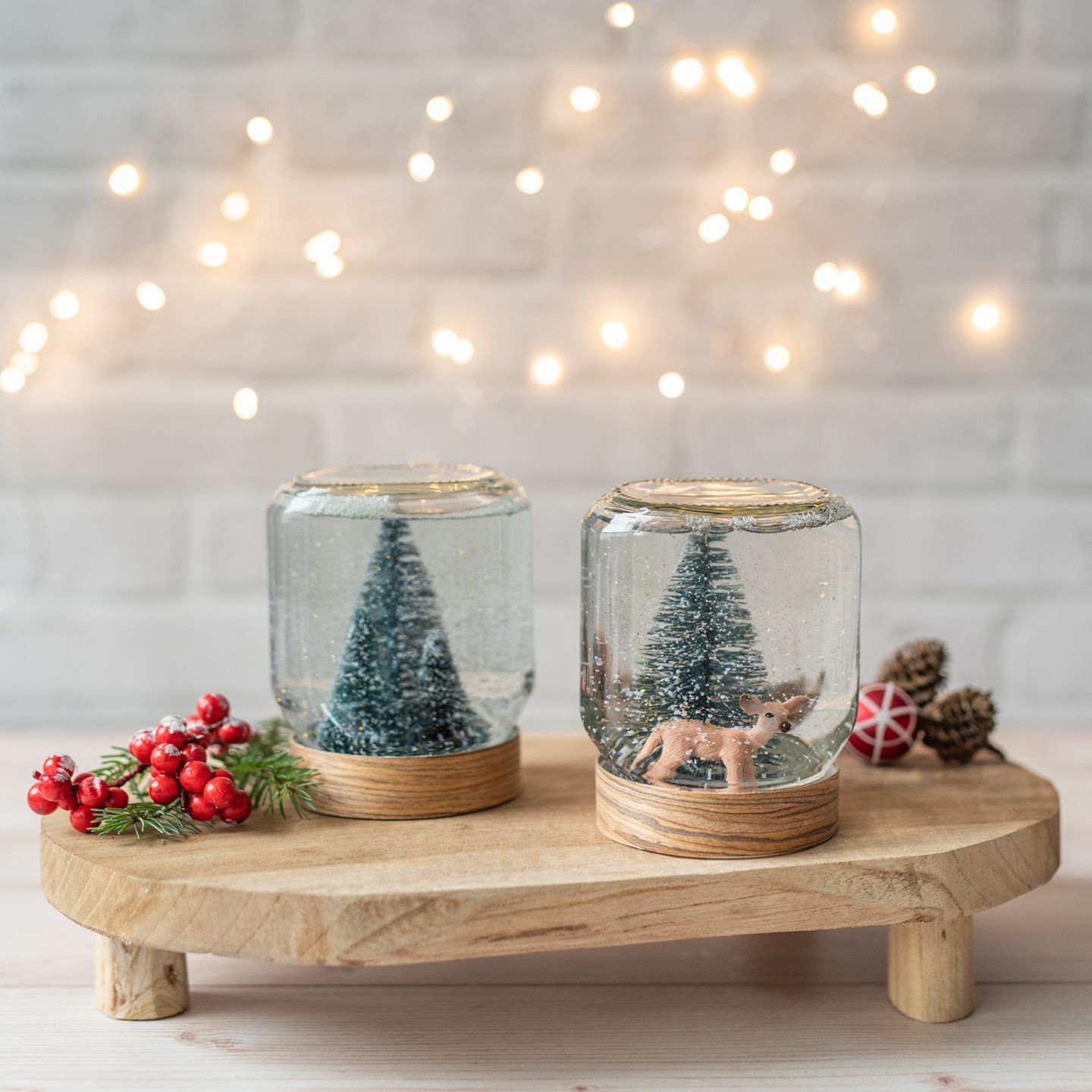 Miniature Christmas Scenes in Snow Globes Miniature Christmas Scenes in Snow Globes — Small Christmas Tree Decor