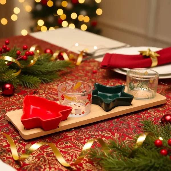 Festive Christmas Table Setting with Themed Serving Dishes Festive Christmas Table Setting with Themed Serving Dishes — Dollar Tree Christmas Decor