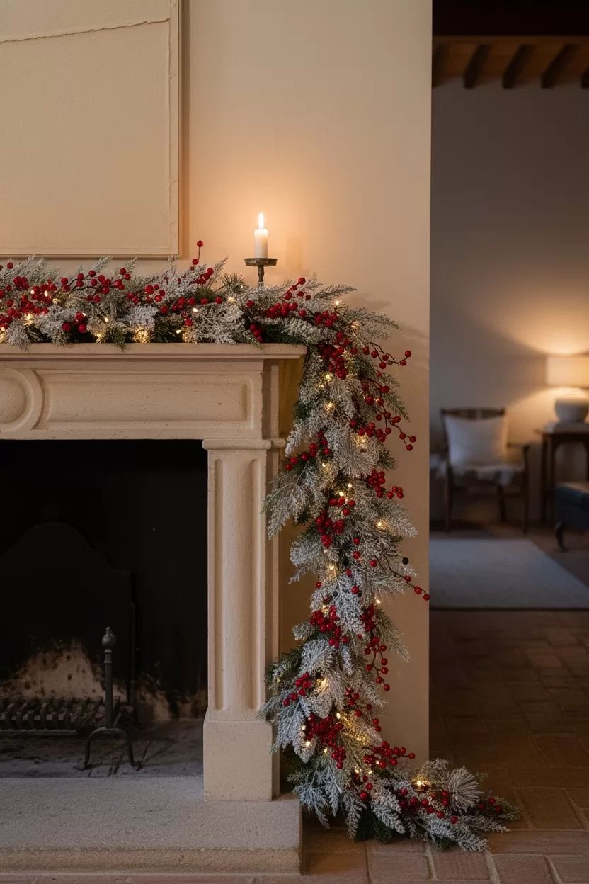 Stone Fireplace Mantel Lighting Stone Fireplace Mantel Lighting — Christmas Mantel Decor