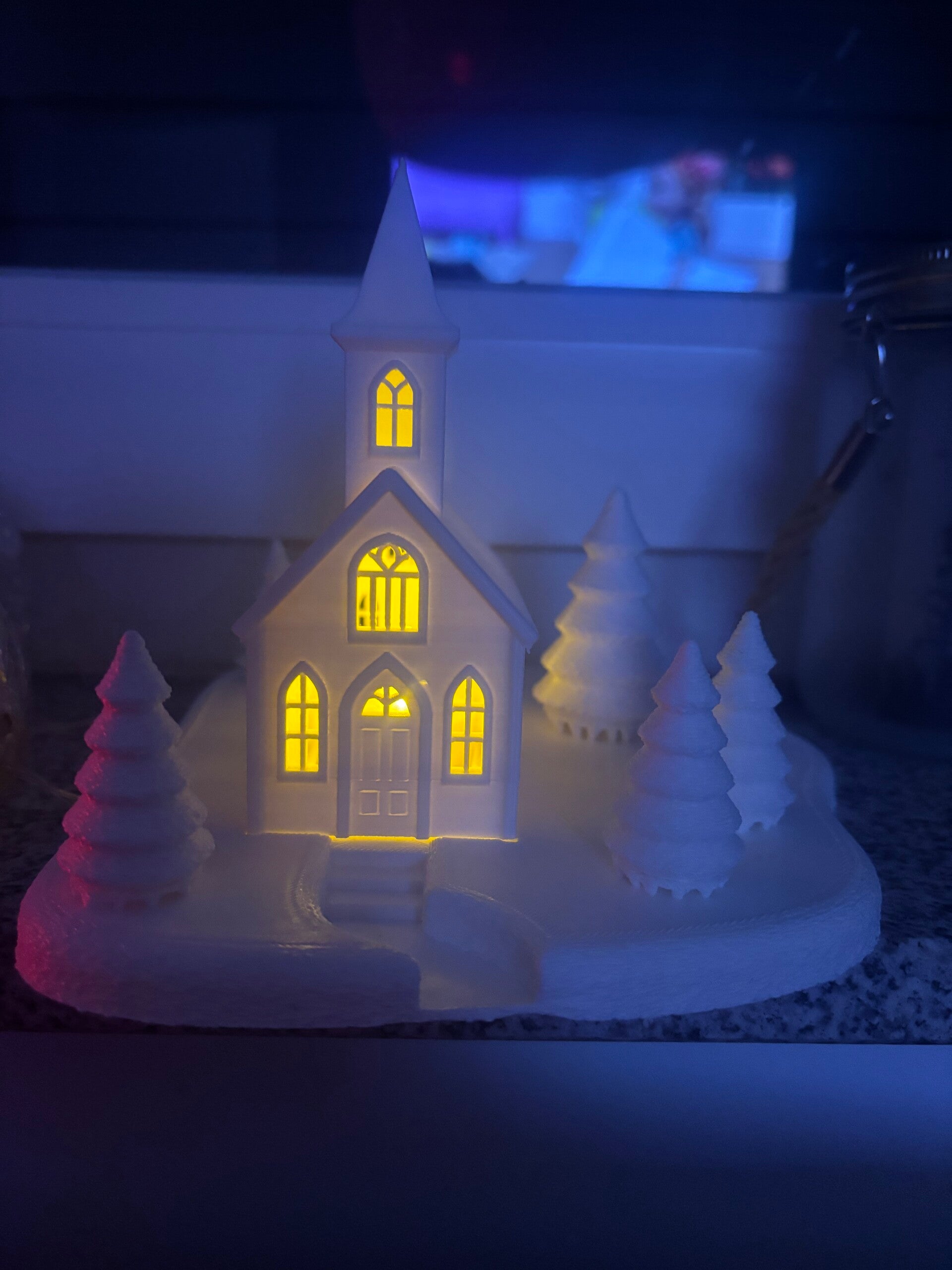 Minimalist White Christmas Village Church — Christmas Village Display