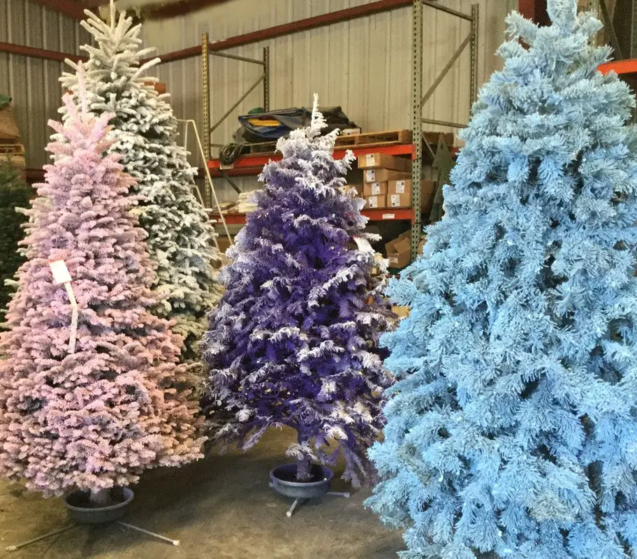 Collection of Pastel Flocked Artificial Christmas Trees Collection of Pastel Flocked Artificial Christmas Trees — Flocked Christmas Tree Decor