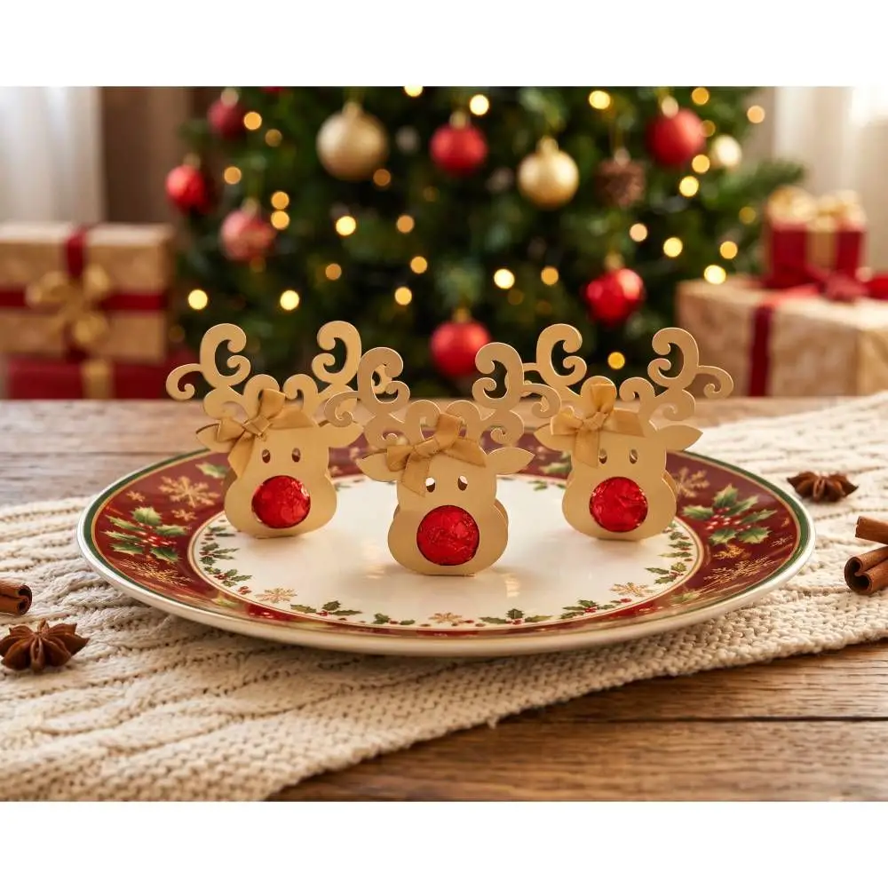 Whimsical Reindeer Favors as Table Decor Whimsical Reindeer Favors as Table Decor — Christmas Party Decor