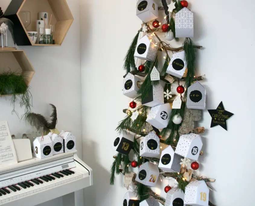 Modern Branch Advent Calendar Wall Tree — Wall Christmas Tree