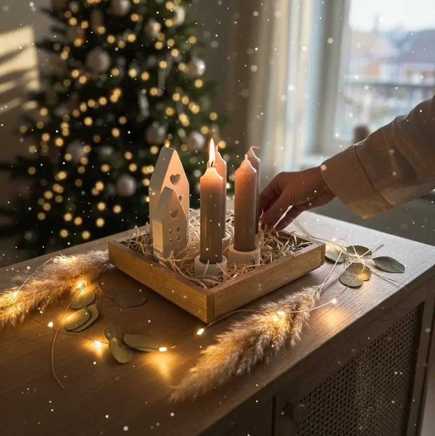 Festive Candles and Ceramic Houses for Cozy Ambiance — Handmade Christmas Ornaments