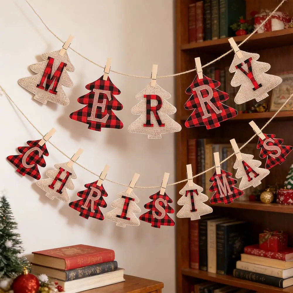 Farmhouse 'Merry Christmas' Banner Backdrop — Christmas Party Backdrop