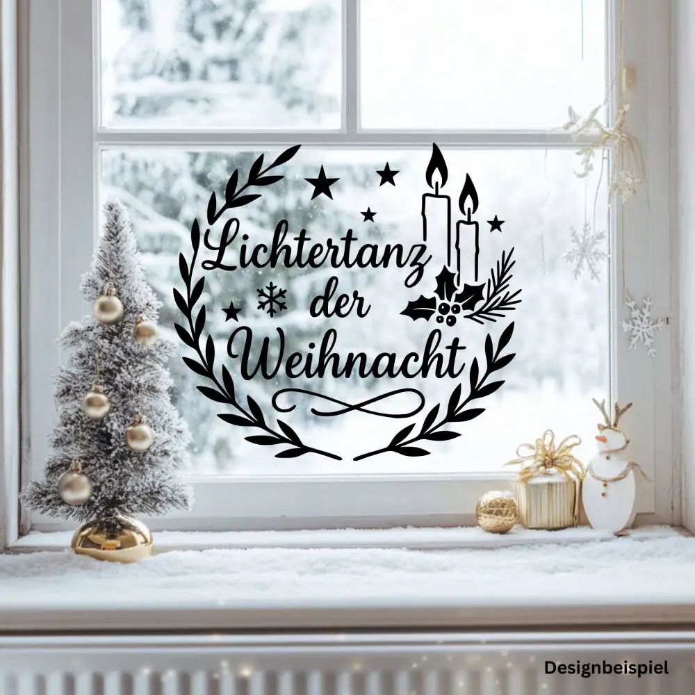 Festive Window Decal with Mini Christmas Tree and Snowman Festive Window Decal with Mini Christmas Tree and Snowman — Christmas Window Wreaths