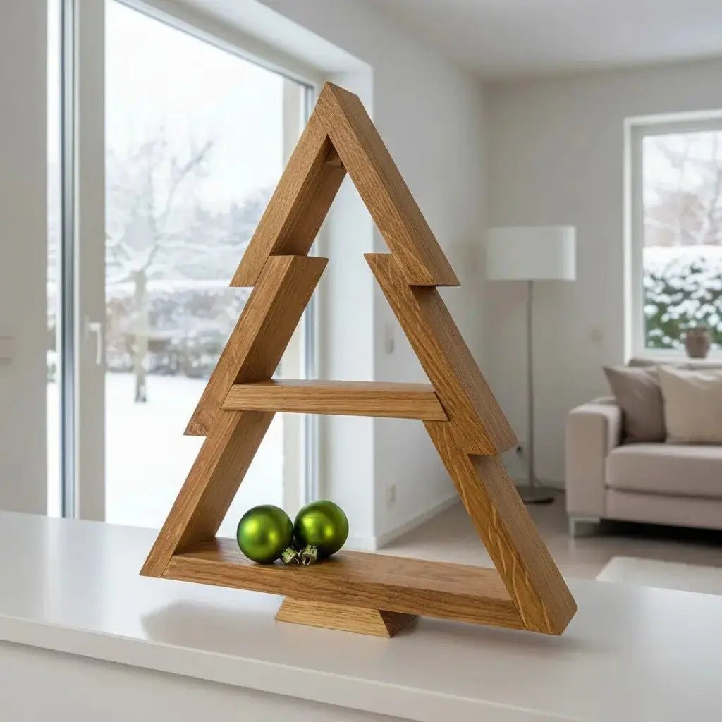 Minimalist Wooden Christmas Tree Shelf for Ornaments — Minimalist Christmas Tree