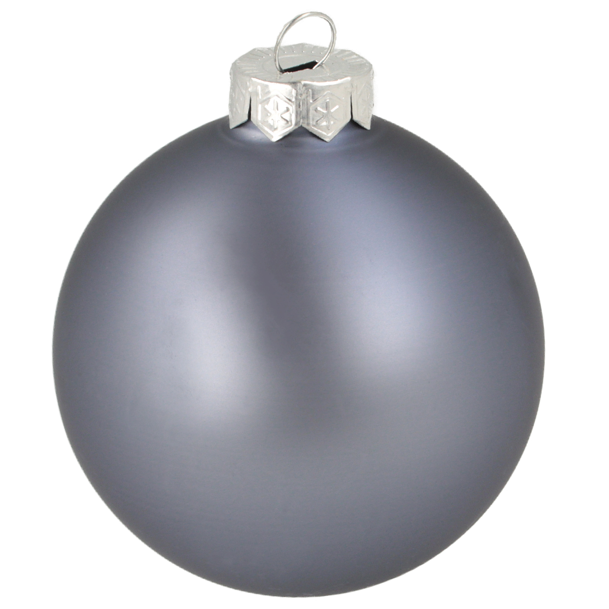 Matte Silver Glass Ornament with Silver Cap — Blue and Silver Christmas Tree