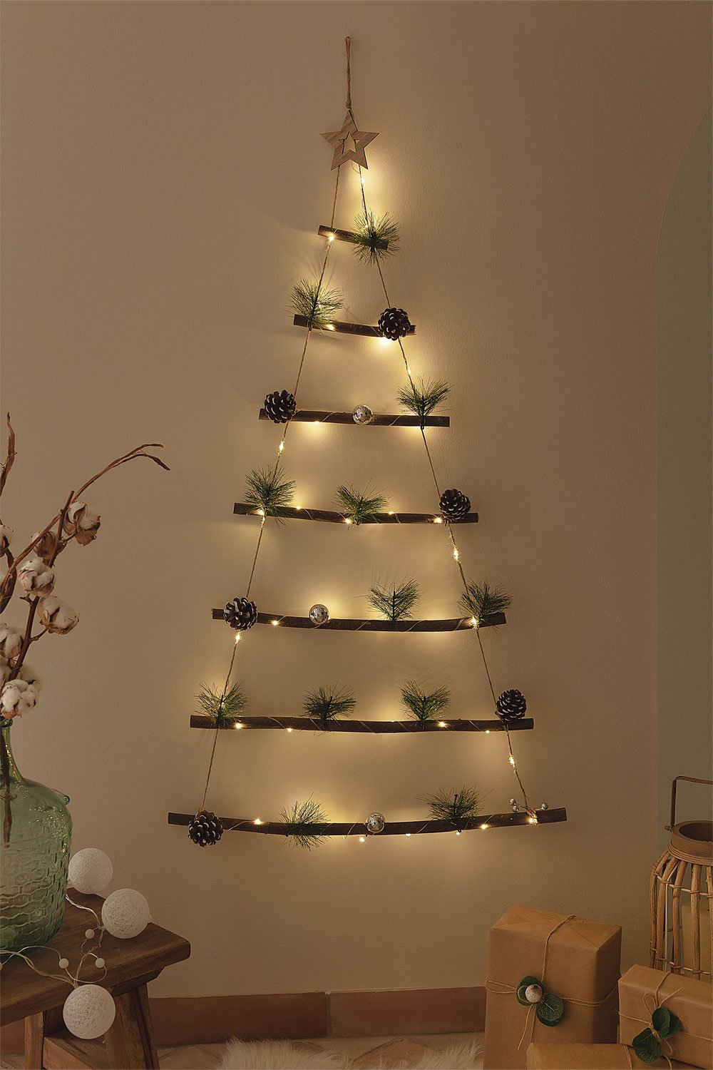 Tiered Wall Tree Display — Christmas Fairy Lights Wall