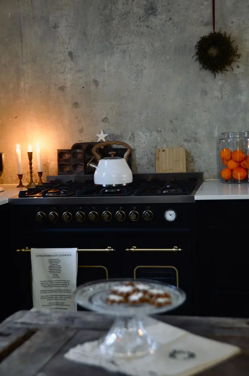 Rustic Stove Area with Cozy Christmas Touches Rustic Stove Area with Cozy Christmas Touches — Christmas Kitchen Decor