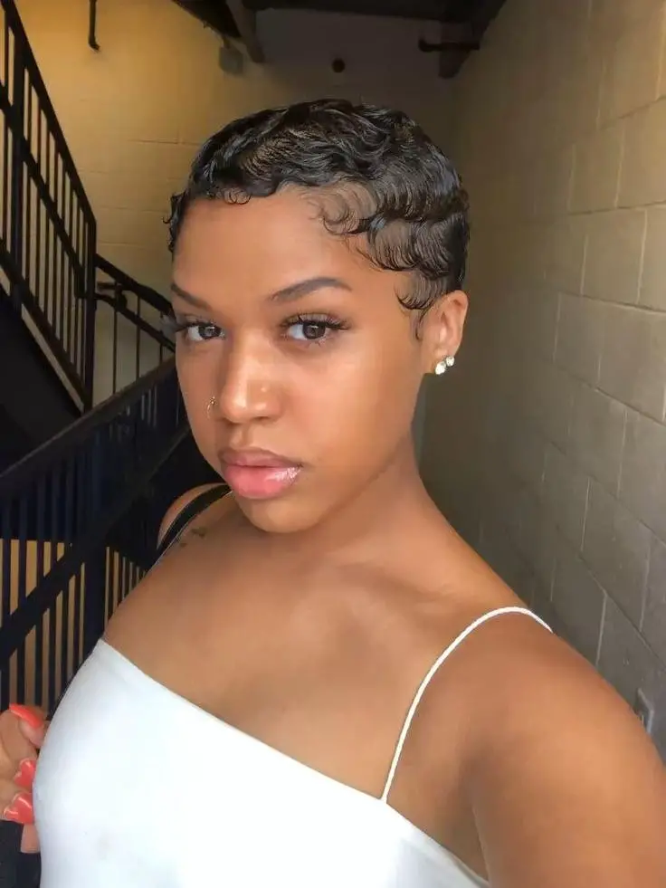Glossy Finger Wave Style — very short haircuts for black women 2027