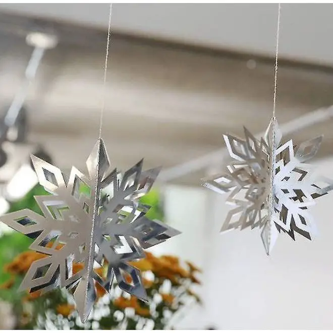 Metallic Silver 3D Paper Snowflakes
