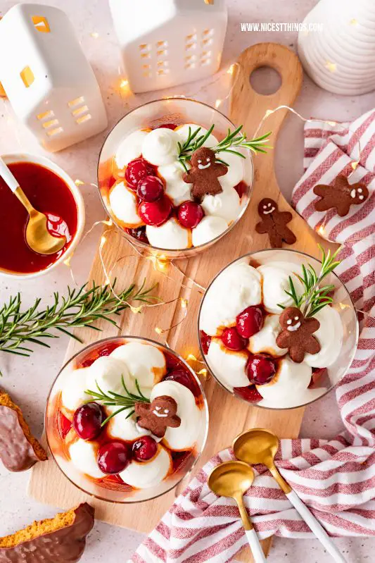 Festive Trifles Topped with Miniature Gingerbread Men Festive Trifles Topped with Miniature Gingerbread Men — Gingerbread Christmas Decor