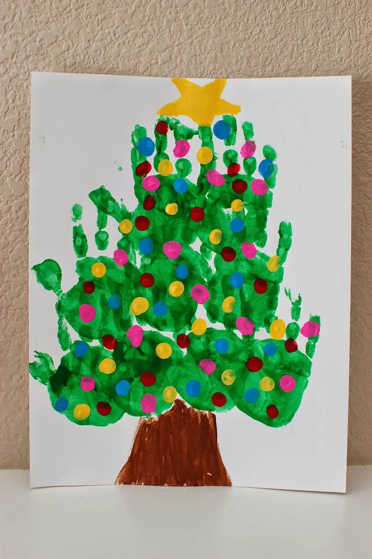 Vibrant Handprint Christmas Tree Art — Christmas Crafts for Kids