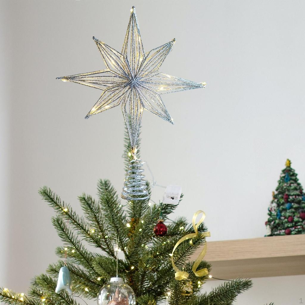 Illuminated Silver and Blue Glitter Star Topper Illuminated Silver and Blue Glitter Star Topper — Christmas Tree Topper