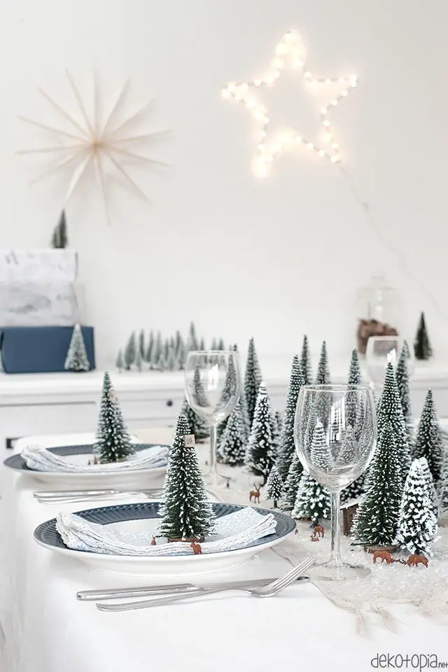 Whimsical Miniature Winter Forest Table Setting — Winter Decor After Christmas