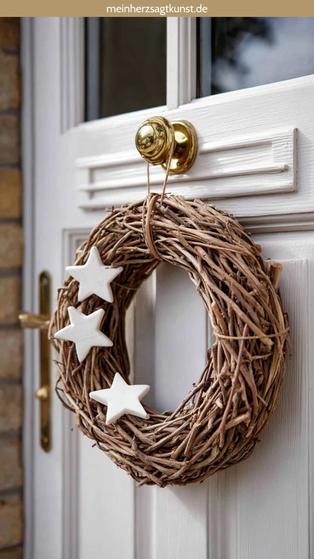 Rustic Twig Wreath with Simple Ceramic Stars Rustic Twig Wreath with Simple Ceramic Stars — Ornament Wreath