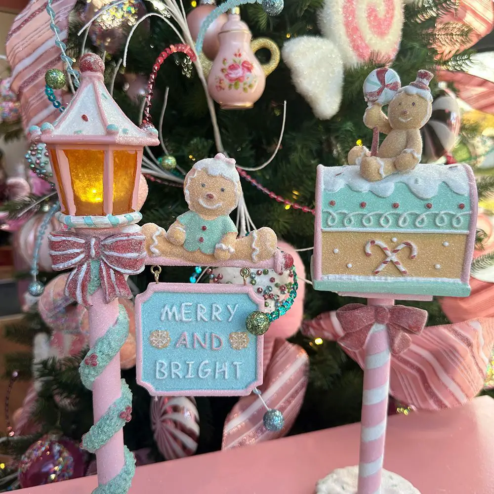 Whimsical Gingerbread-Themed Figures, Lamp Post, and Mailbox Whimsical Gingerbread-Themed Figures, Lamp Post, and Mailbox — Gingerbread Christmas Decor