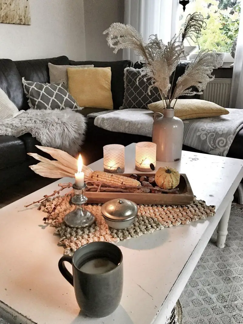 Autumnal Hygge Coffee Table Vignette with Candlelight Autumnal Hygge Coffee Table Vignette with Candlelight — Hygge Home Decor