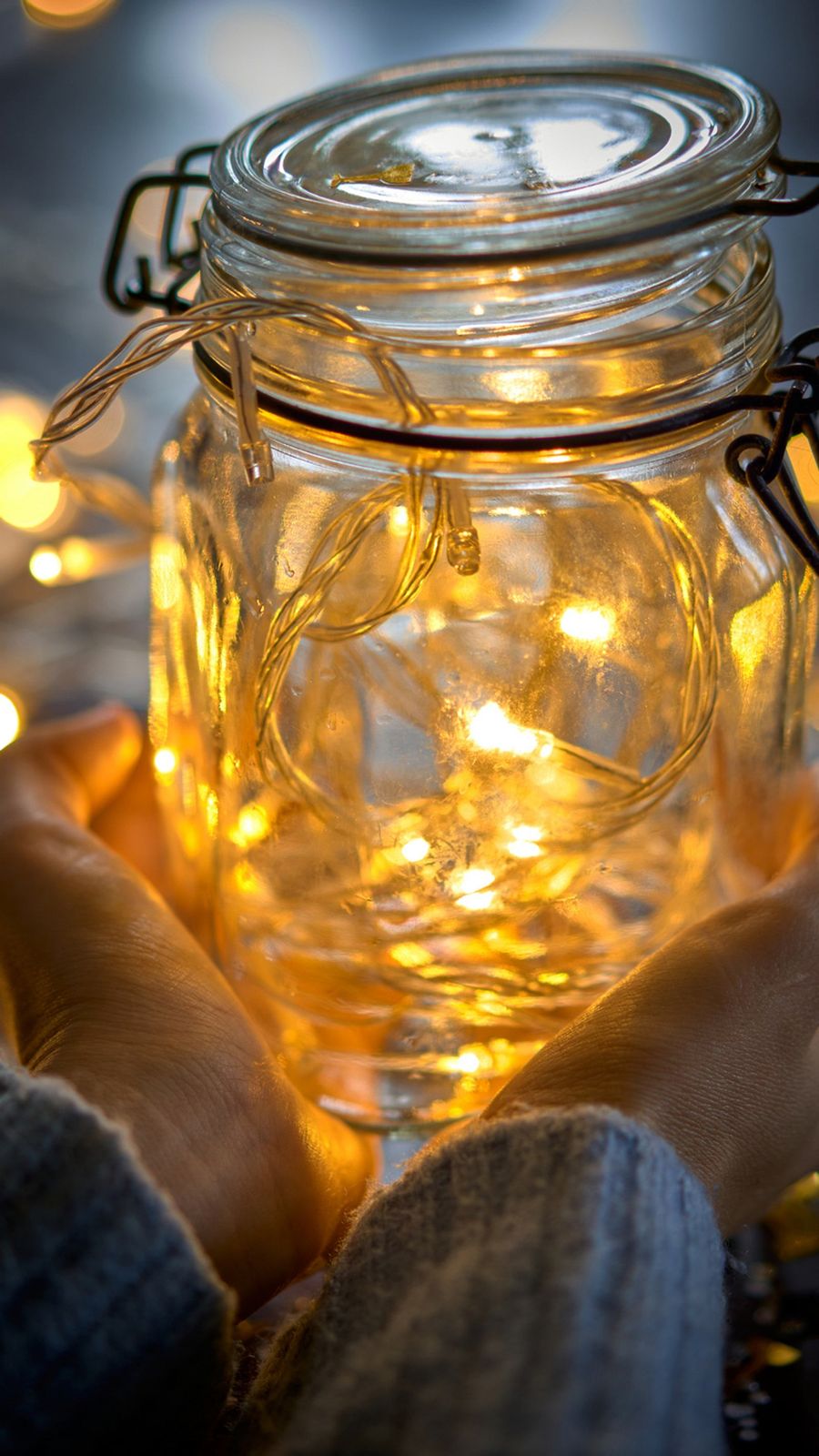 Close-Up of a Glass Jar Filled with String Lights Close-Up of a Glass Jar Filled with String Lights — Christmas Light Display Ideas