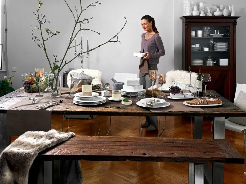 Rustic Modern Dining Table with Candelabra Rustic Modern Dining Table with Candelabra — New Years Eve Date Night at Home