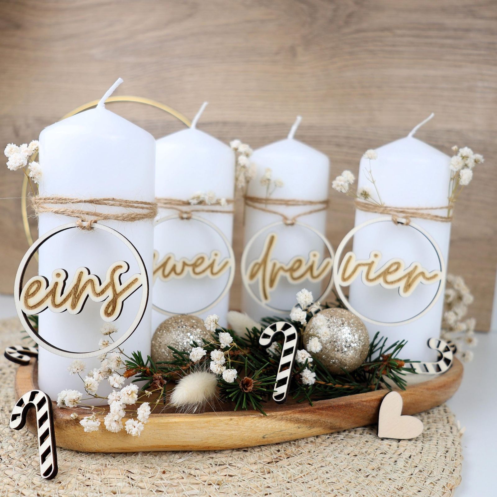 Rustic Advent Wreath with Candy Cane Accents Rustic Advent Wreath with Candy Cane Accents — Candy Cane Christmas Decor