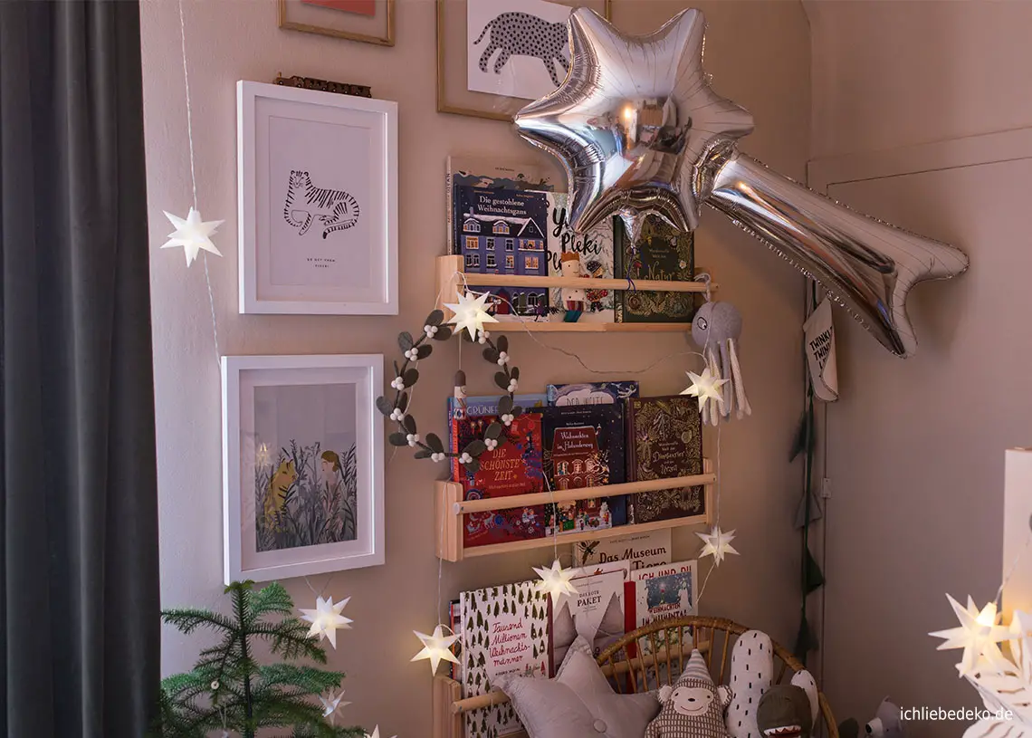 Whimsical Children's Bookshelf with Star Decor Whimsical Children's Bookshelf with Star Decor — Christmas Bookshelf Decor