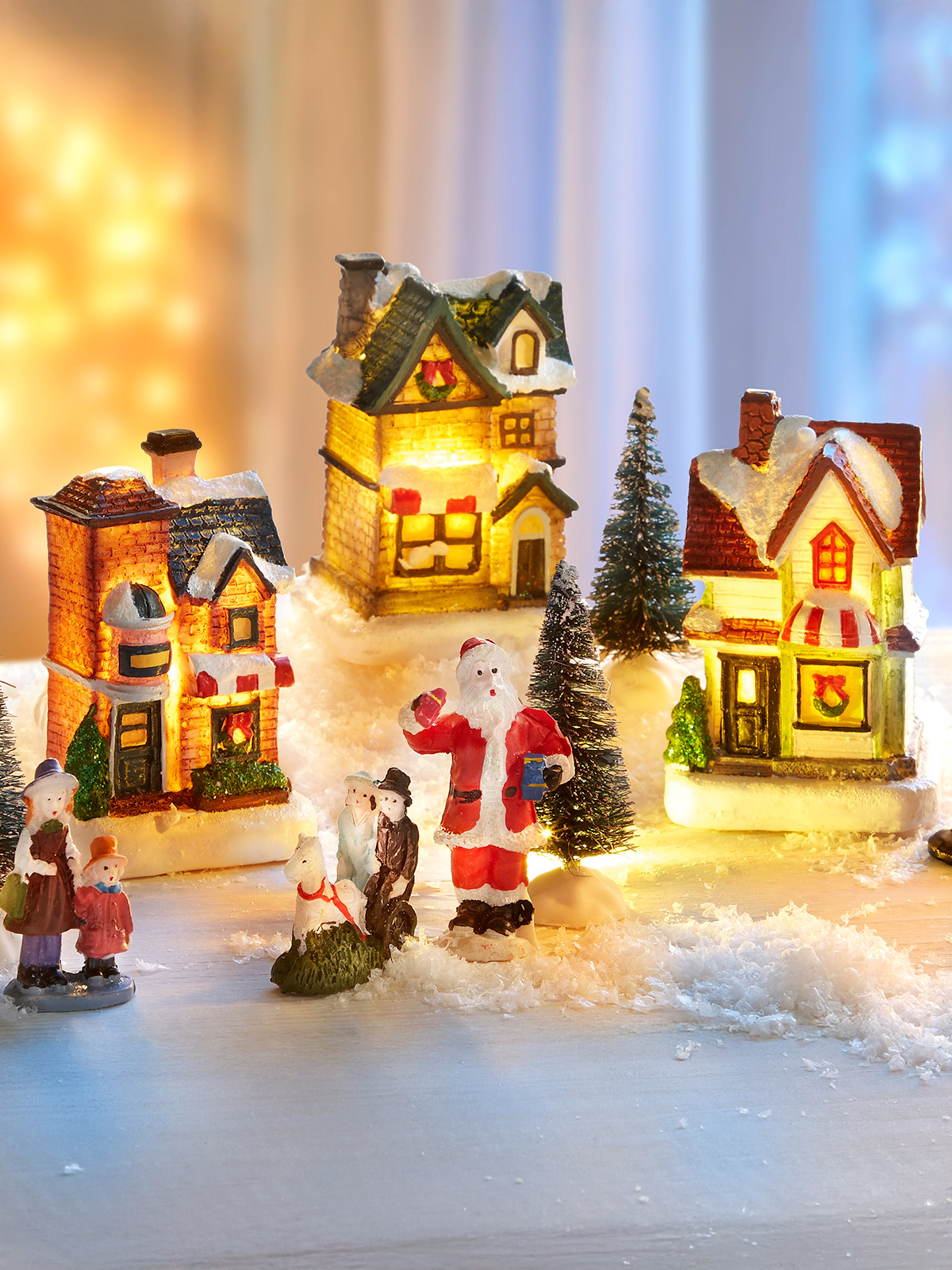 Traditional Village with Warmly Lit Houses — Christmas Village Display