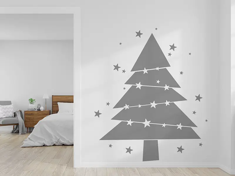 Graphic Grey Wall Christmas Tree Decal