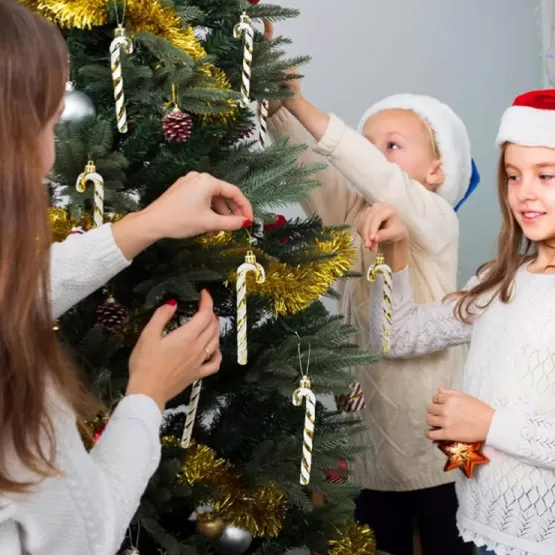 Traditional Christmas Tree Decorated with Candy Canes — Candy Cane Christmas Tree