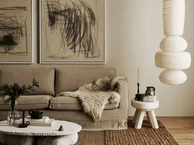 Hygge Living Room Corner with Sheepskin Throw and Jute Rug Hygge Living Room Corner with Sheepskin Throw and Jute Rug — Hygge Home Decor