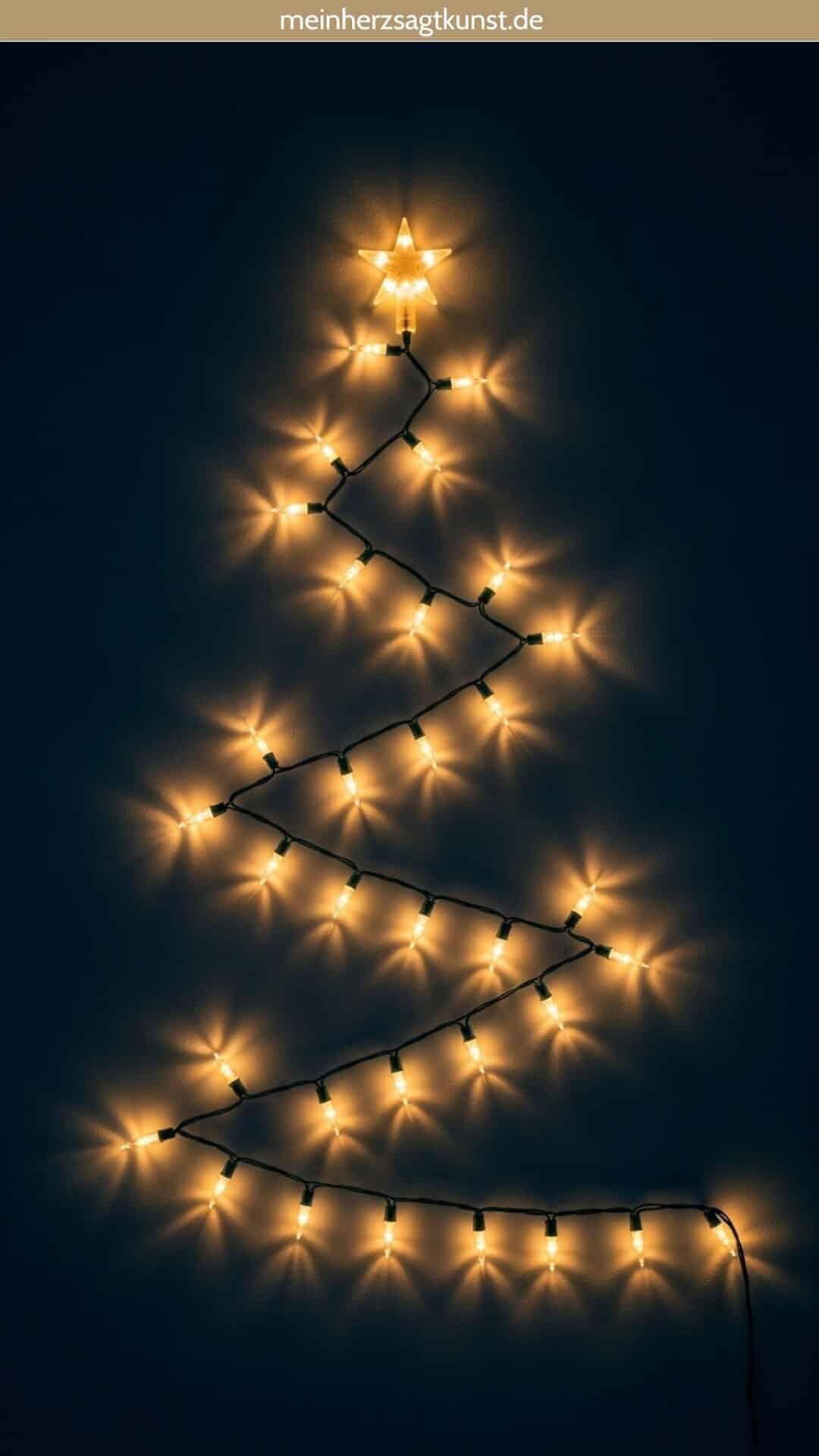 Minimalist Zig-Zag Tree — Christmas Fairy Lights Wall