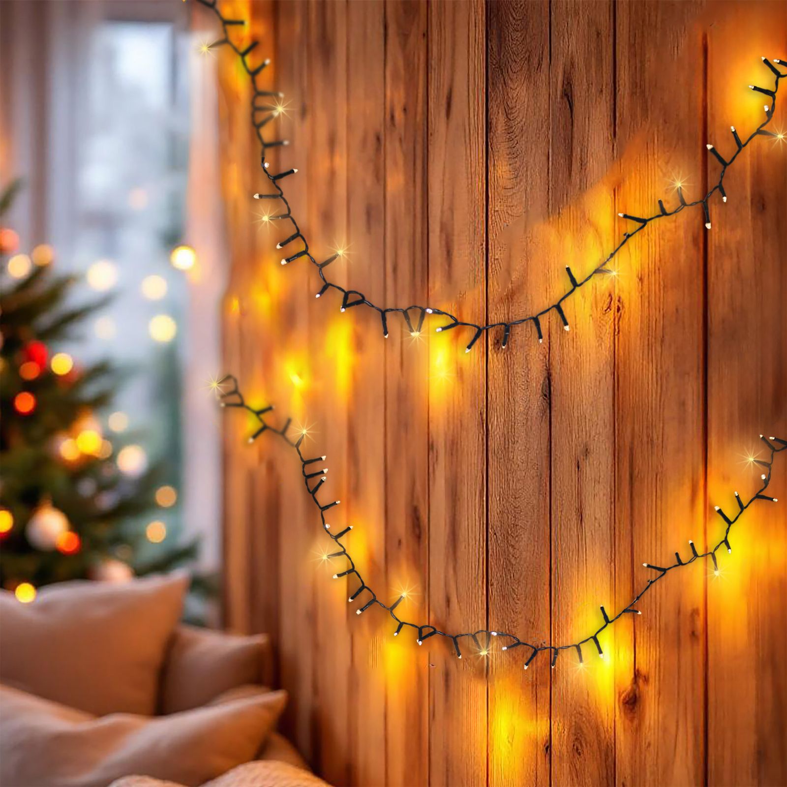 Rustic Living Room Wall Decoration with Warm White Fairy Lights Rustic Living Room Wall Decoration with Warm White Fairy Lights — Christmas Fairy Lights Living Room