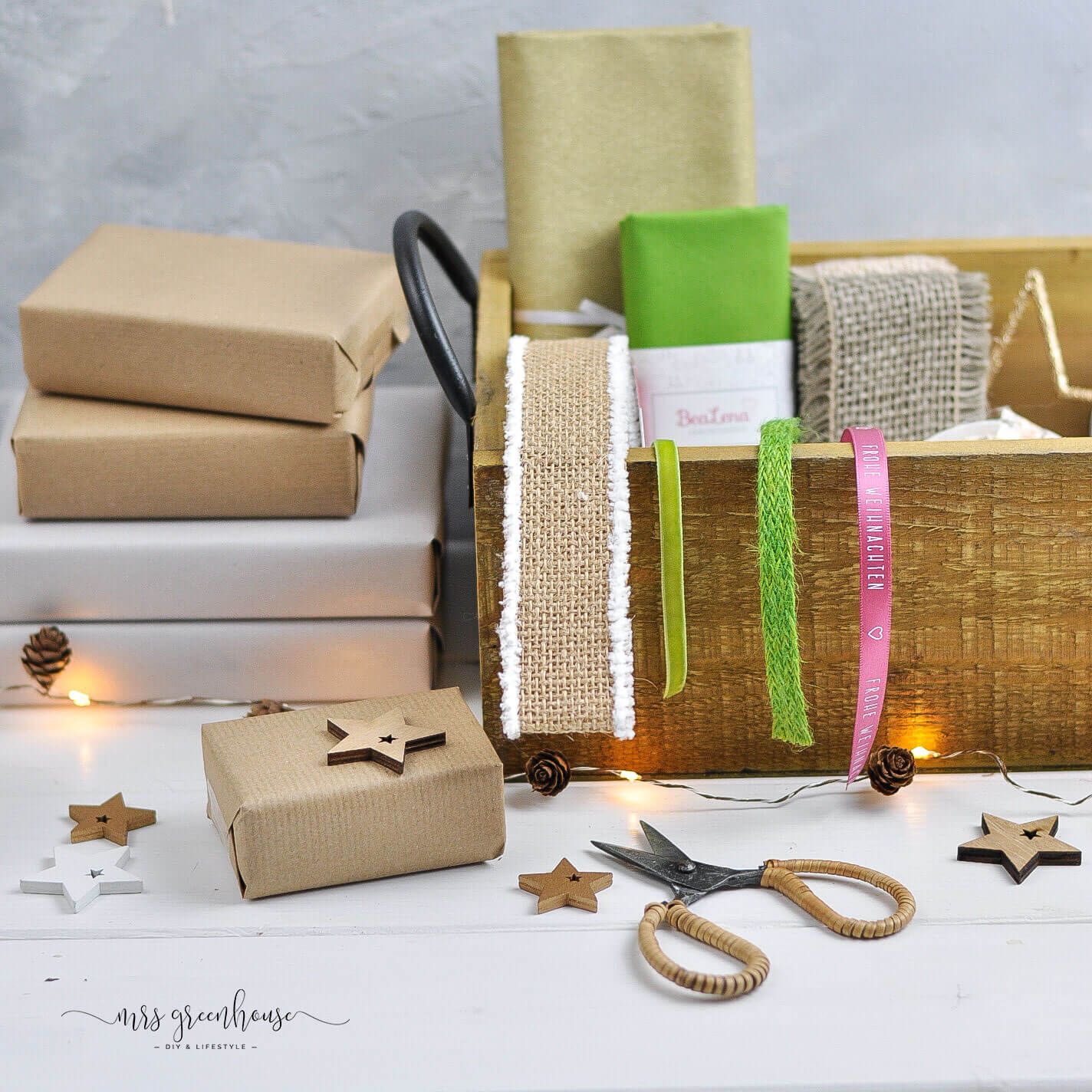 Rustic Wrapping Station with Ribbon Crate — Christmas Gift Wrapping