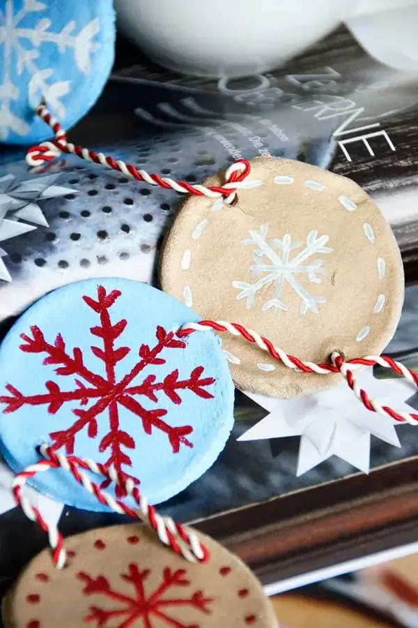Festive Salt Dough Ornaments with Snowflake Designs Festive Salt Dough Ornaments with Snowflake Designs