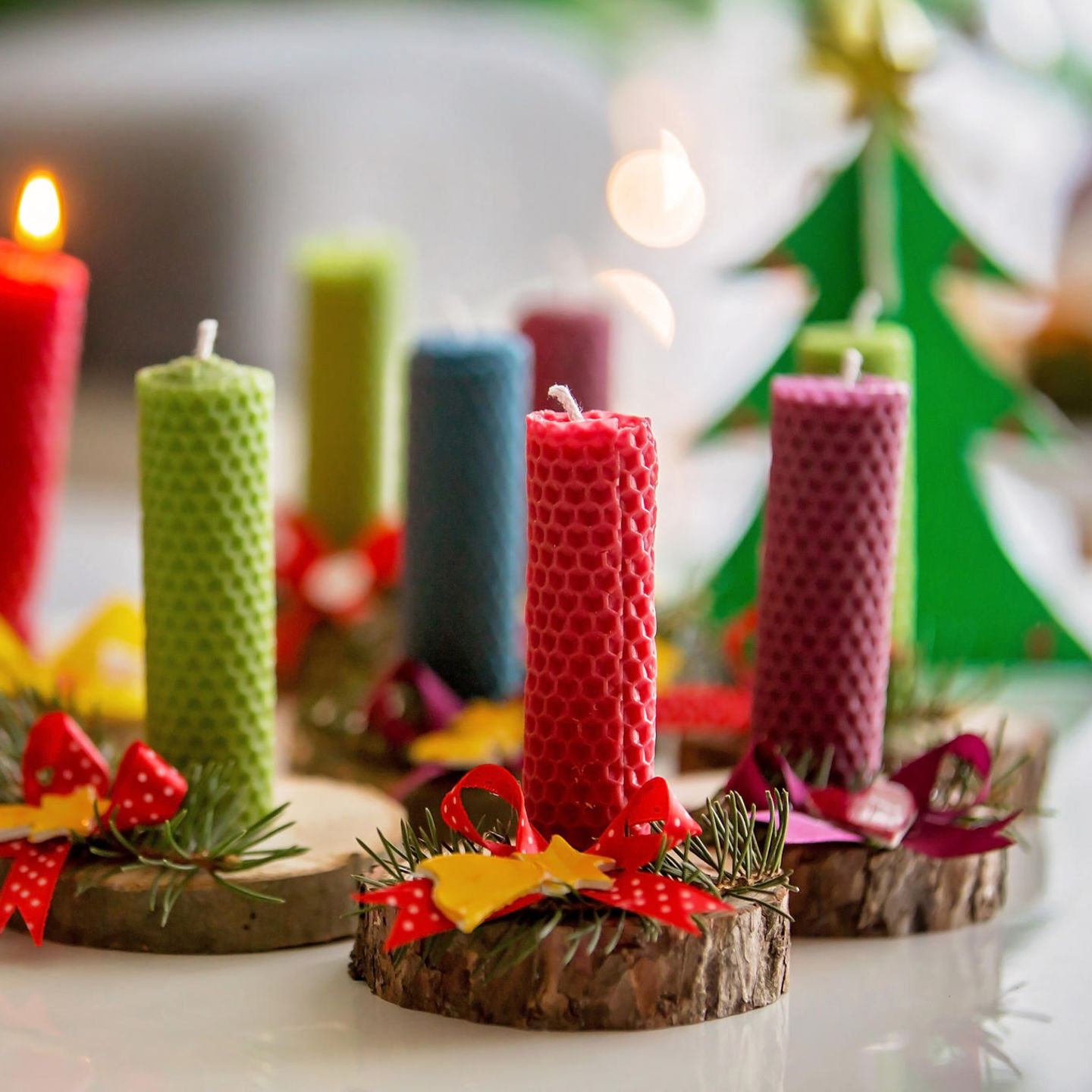 Rustic DIY Candle Holders with Beeswax Candles — Christmas Crafts for Kids