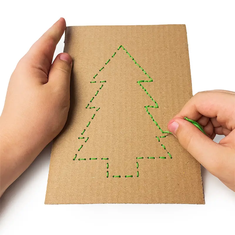 Stitched Christmas Tree Card Craft — Christmas Crafts for Kids