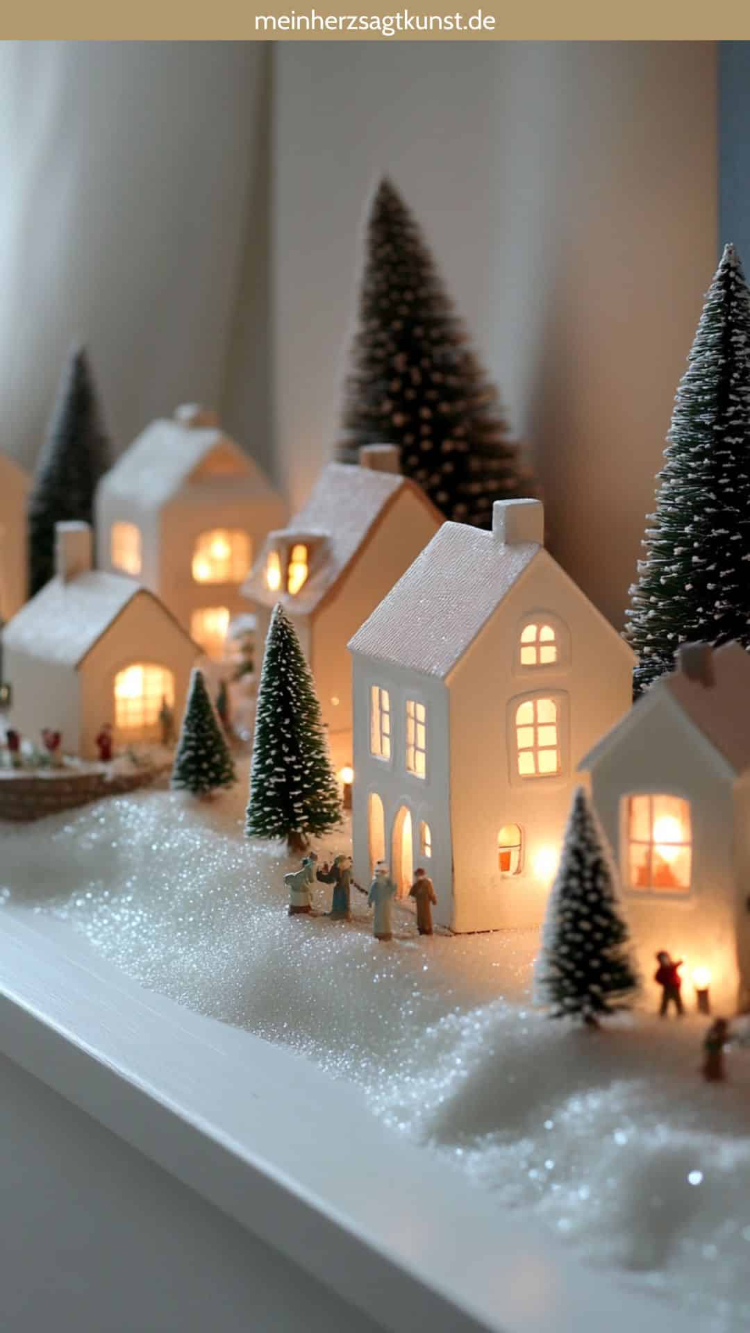 Enchanting Miniature Christmas Village Diorama Enchanting Miniature Christmas Village Diorama — Christmas Bookshelf Decor