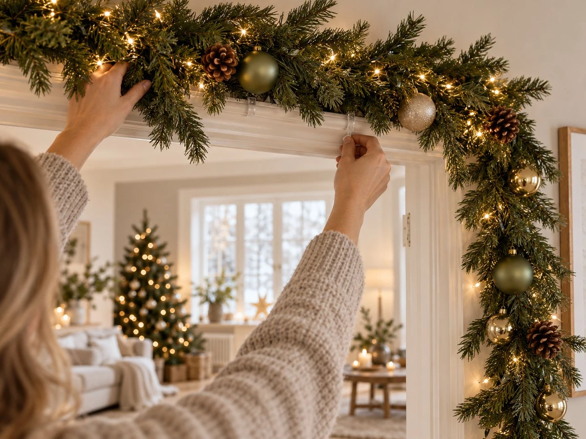 Doorway Garland Arch — Christmas Fairy Lights Wall