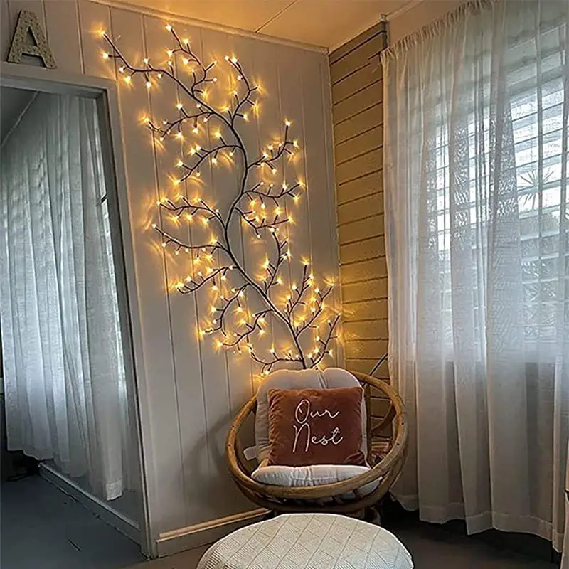 Branch Light Sculpture — Christmas Fairy Lights Wall