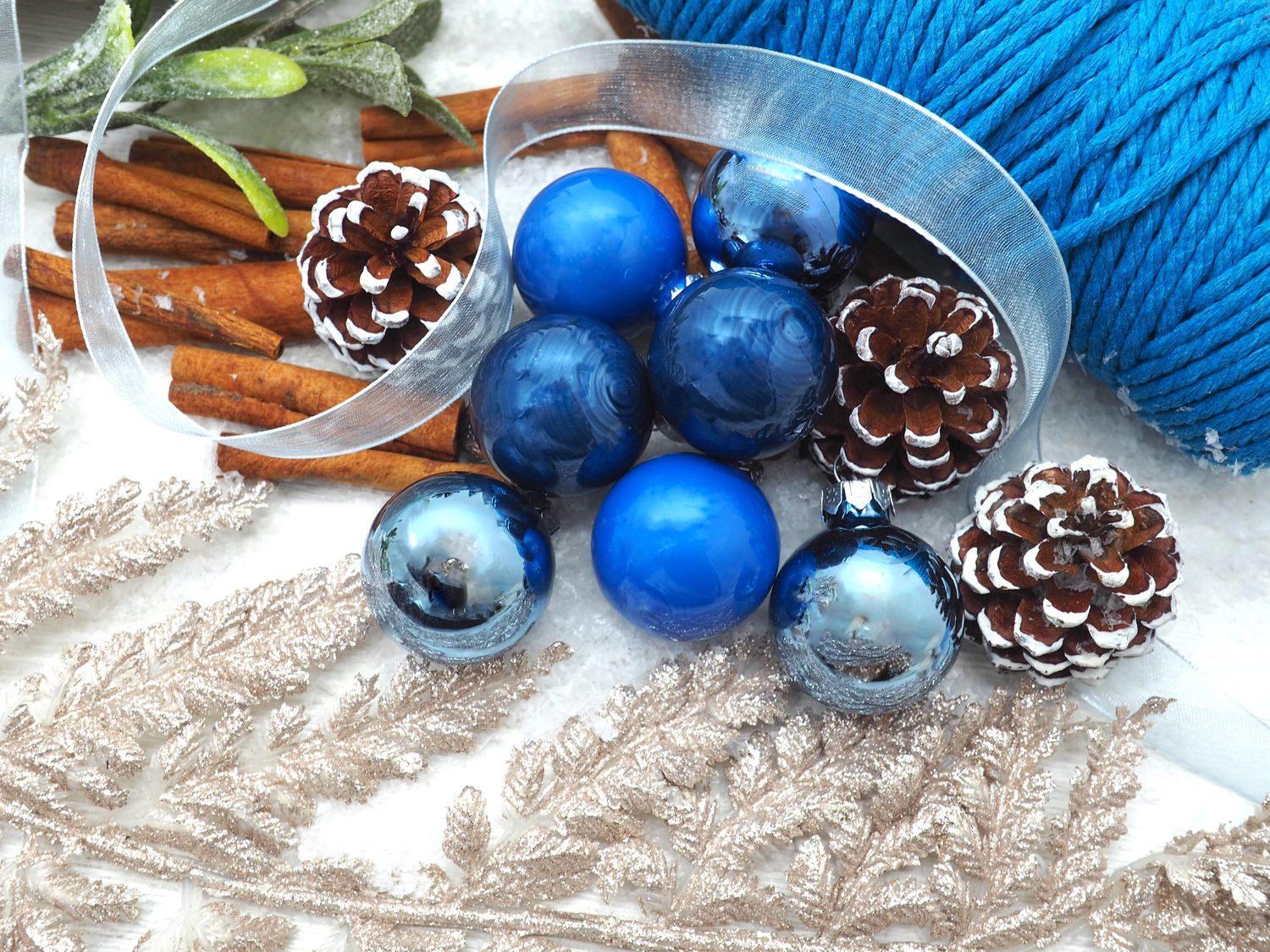 Blue and Silver Baubles with Crafting Accents — Blue and Silver Christmas Tree