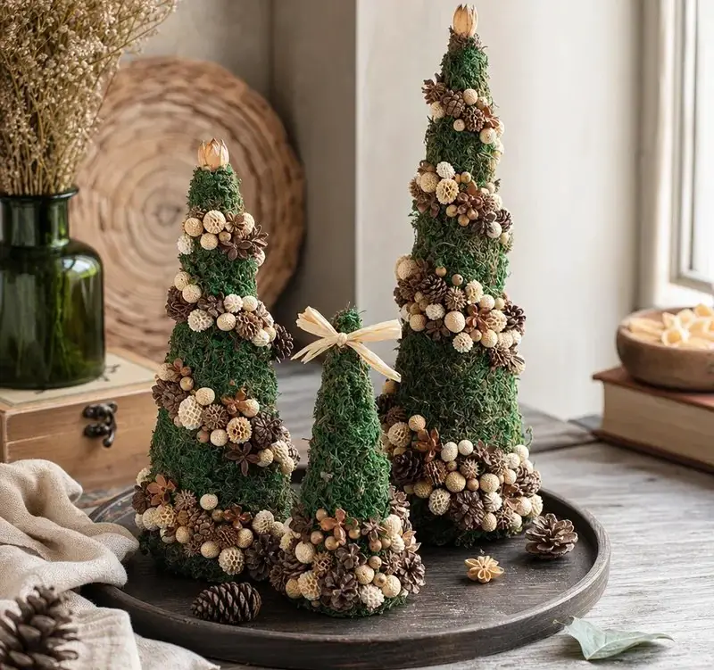 Textured Moss Miniature Trees for Vignettes — Alternative Christmas Trees