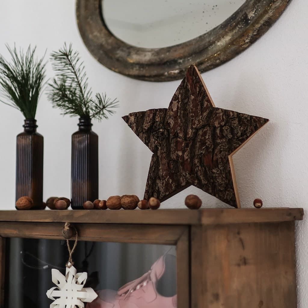 Earthy Wooden Star Shelf Display Earthy Wooden Star Shelf Display — Aesthetic Christmas Decor