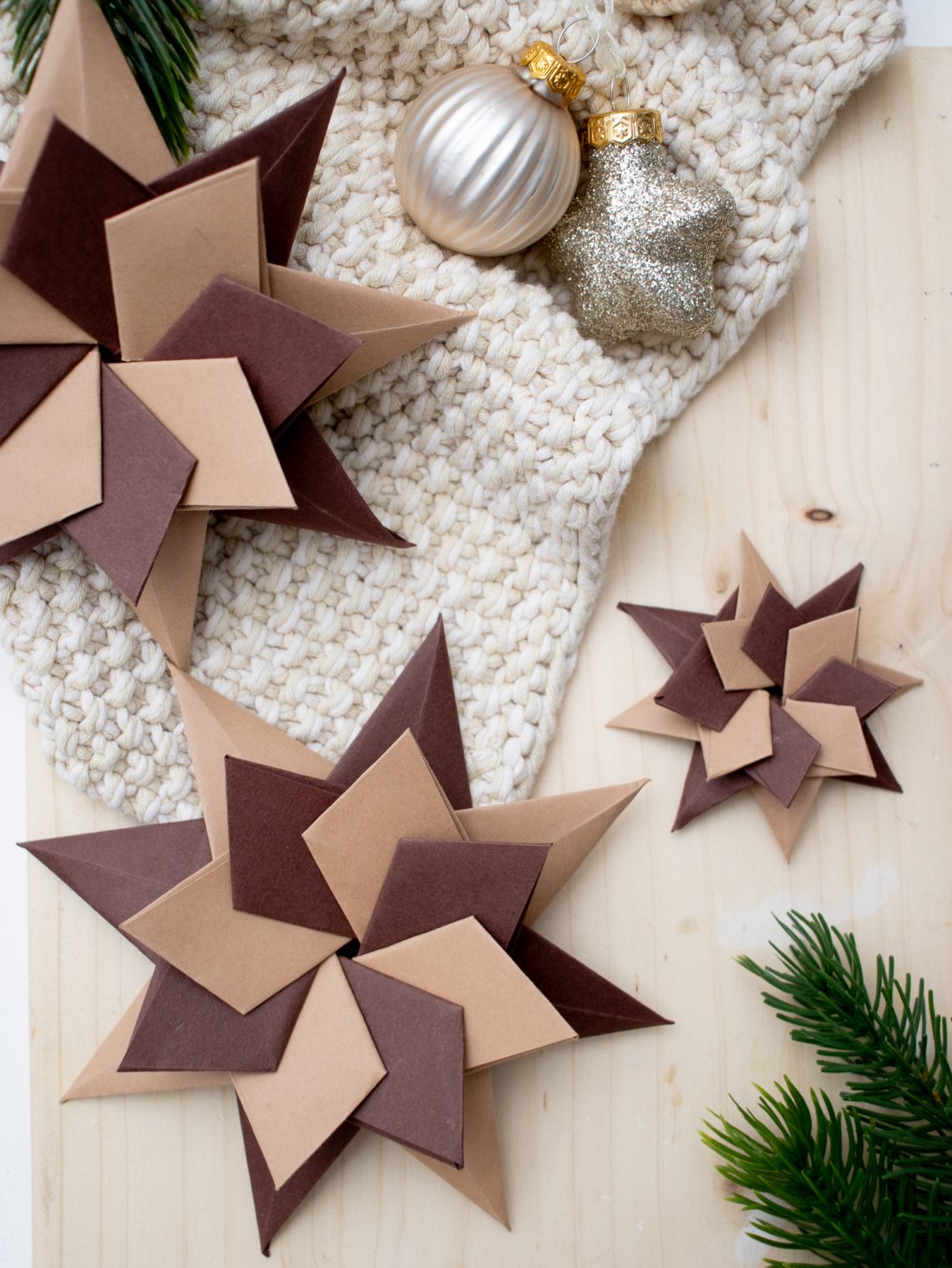 Geometric Folded Paper Star Ornaments — DIY Christmas Ornaments