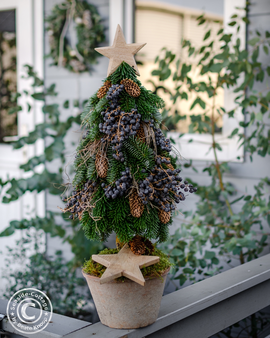 Rustic Miniature Pine Tree on Railing — Alternative Christmas Trees
