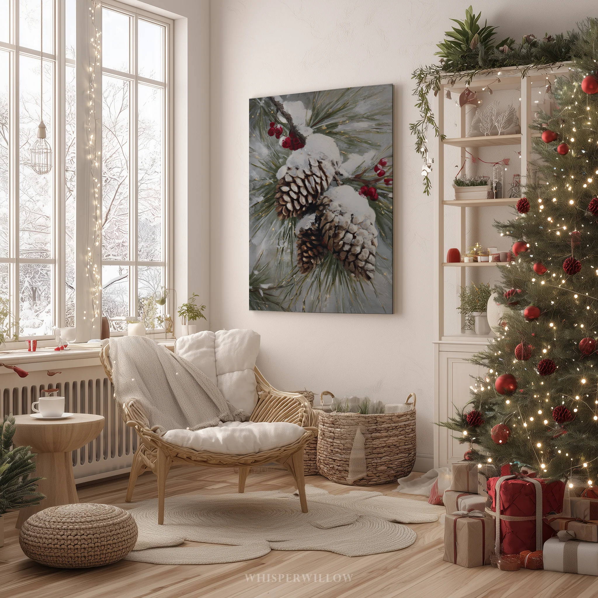 Cozy Farmhouse Living Room with a Classic Christmas Tree — Rustic Christmas Decor