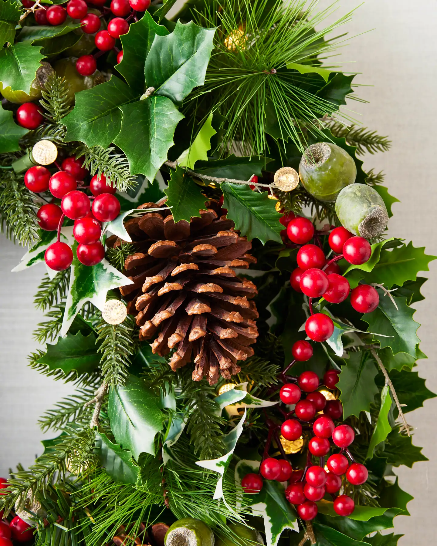 Traditional Holly and Berry Wreath Detail Traditional Holly and Berry Wreath Detail — Ornament Wreath